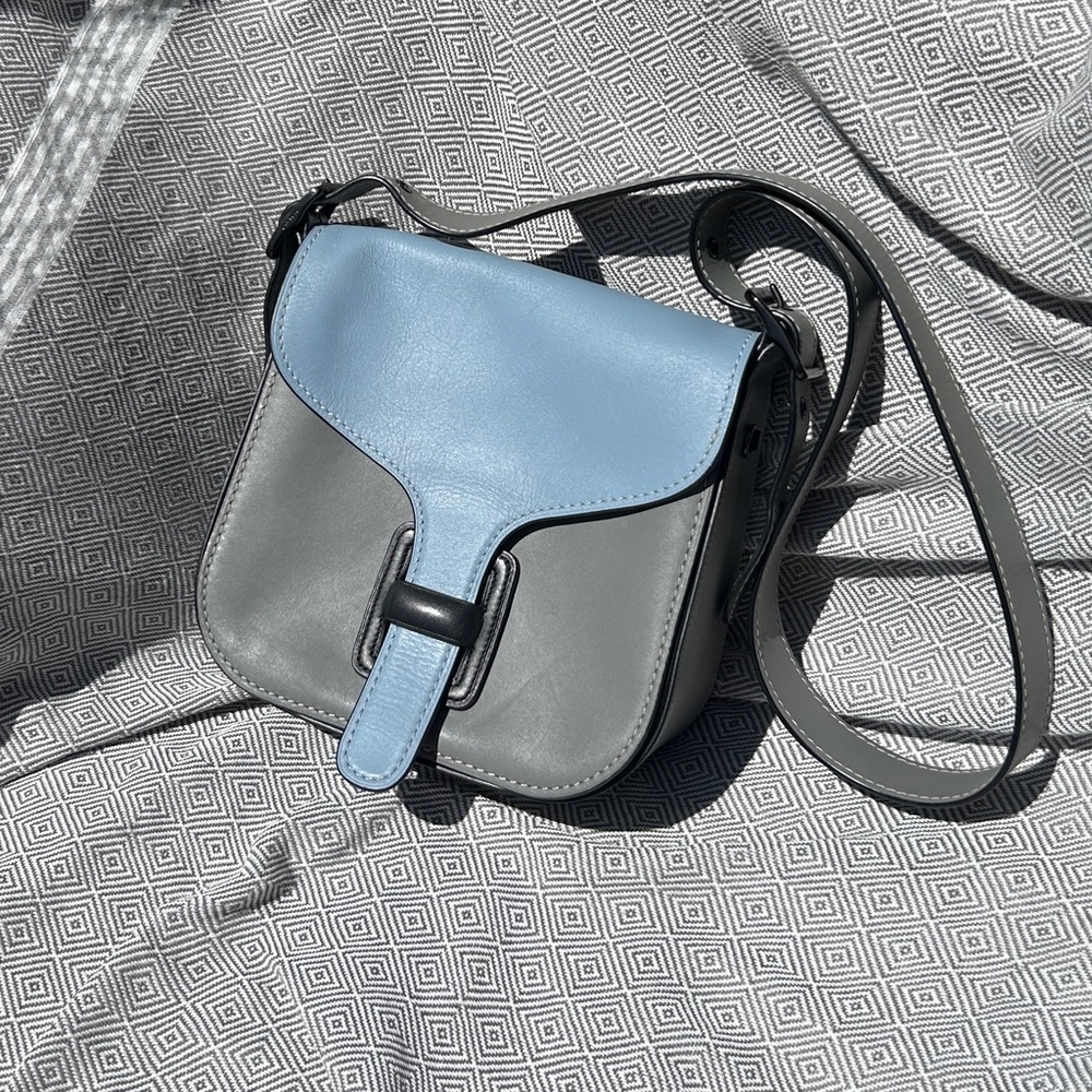 Rare 1941 Coach Reissue Courier Colorblock Blue and Gray Women's Crossbody Bag